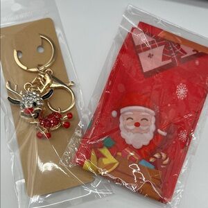Christmas Bag Scarf & Reindeer Bag Charm Keychain